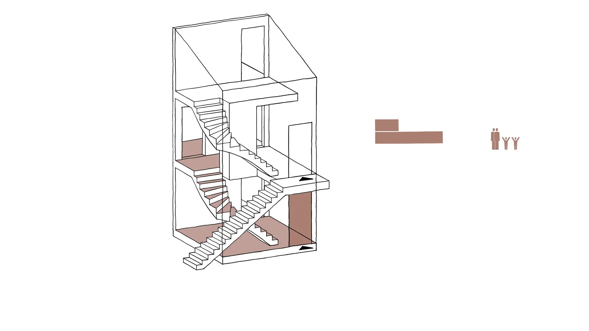 La volée du bas permettra la circulation verticale dans le duplex sur jardin.