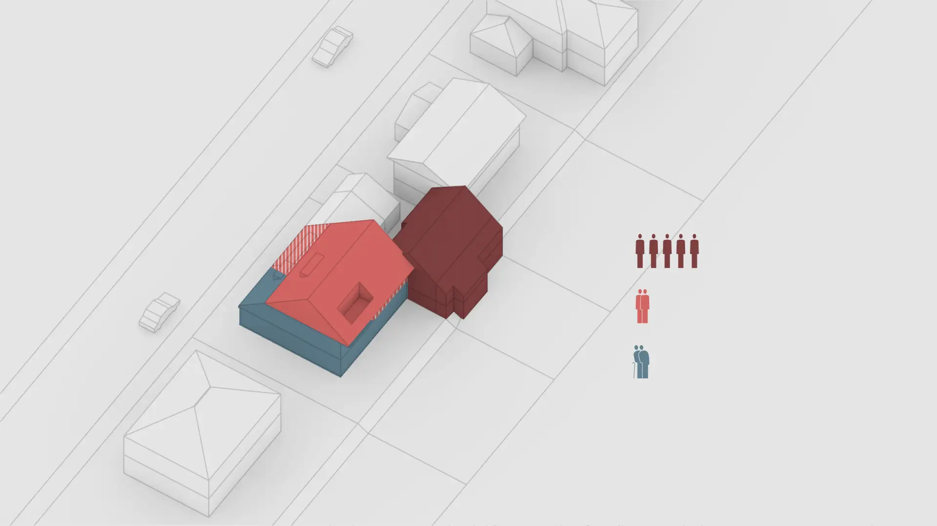 Pour couvrir les frais, ils louent leur propre villa mitoyenne à une colocation.