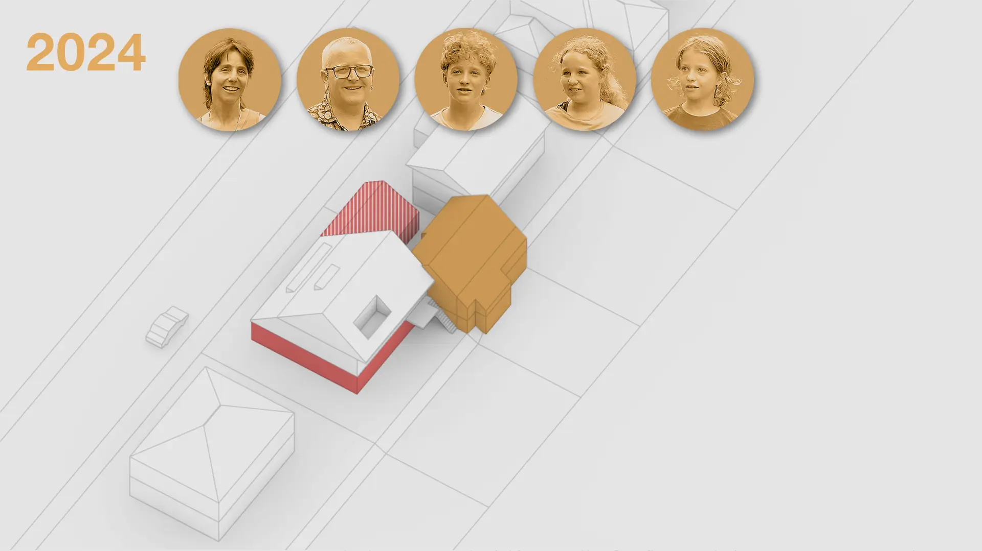 La famille de leur fils habite dans la maison mitoyenne, ajoutée dans les années 1980.