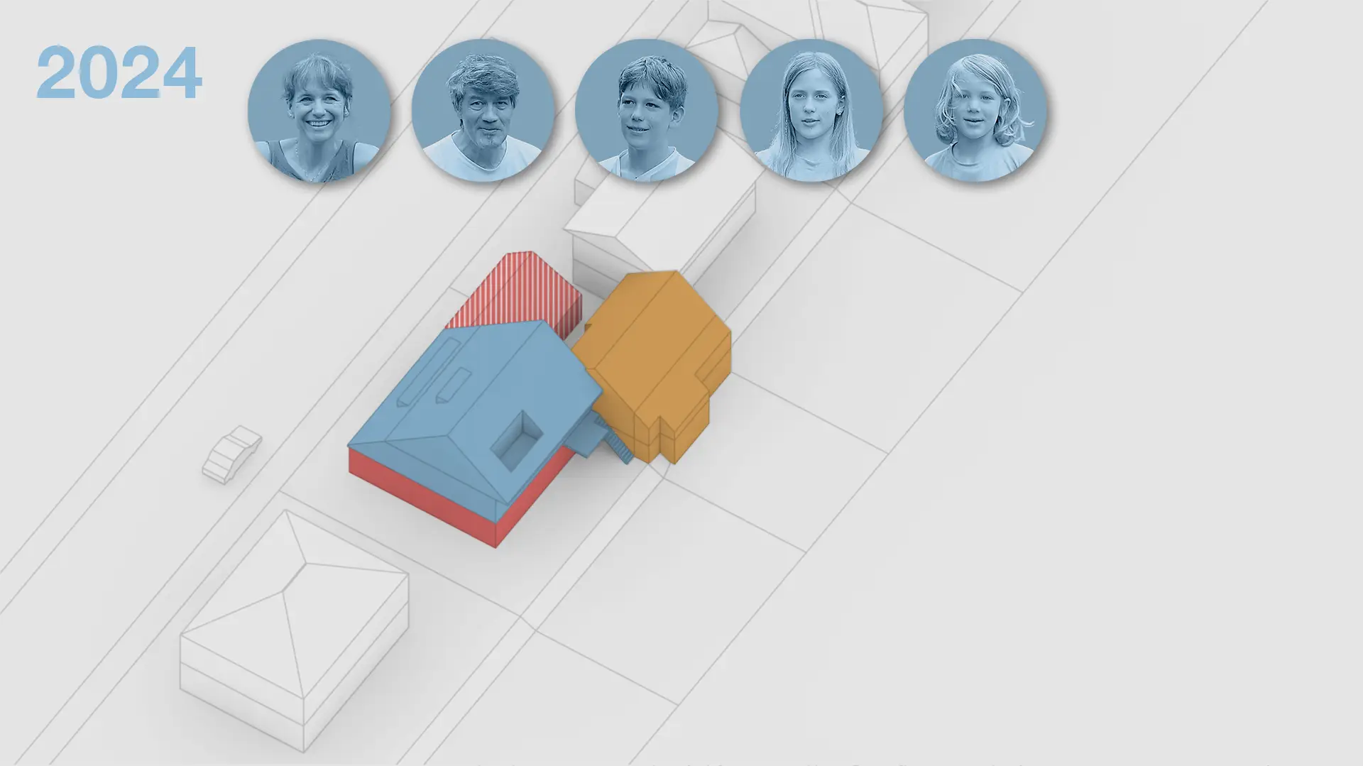 La famille V. habite le duplex dans la toiture rehaussée dans les années 1960.