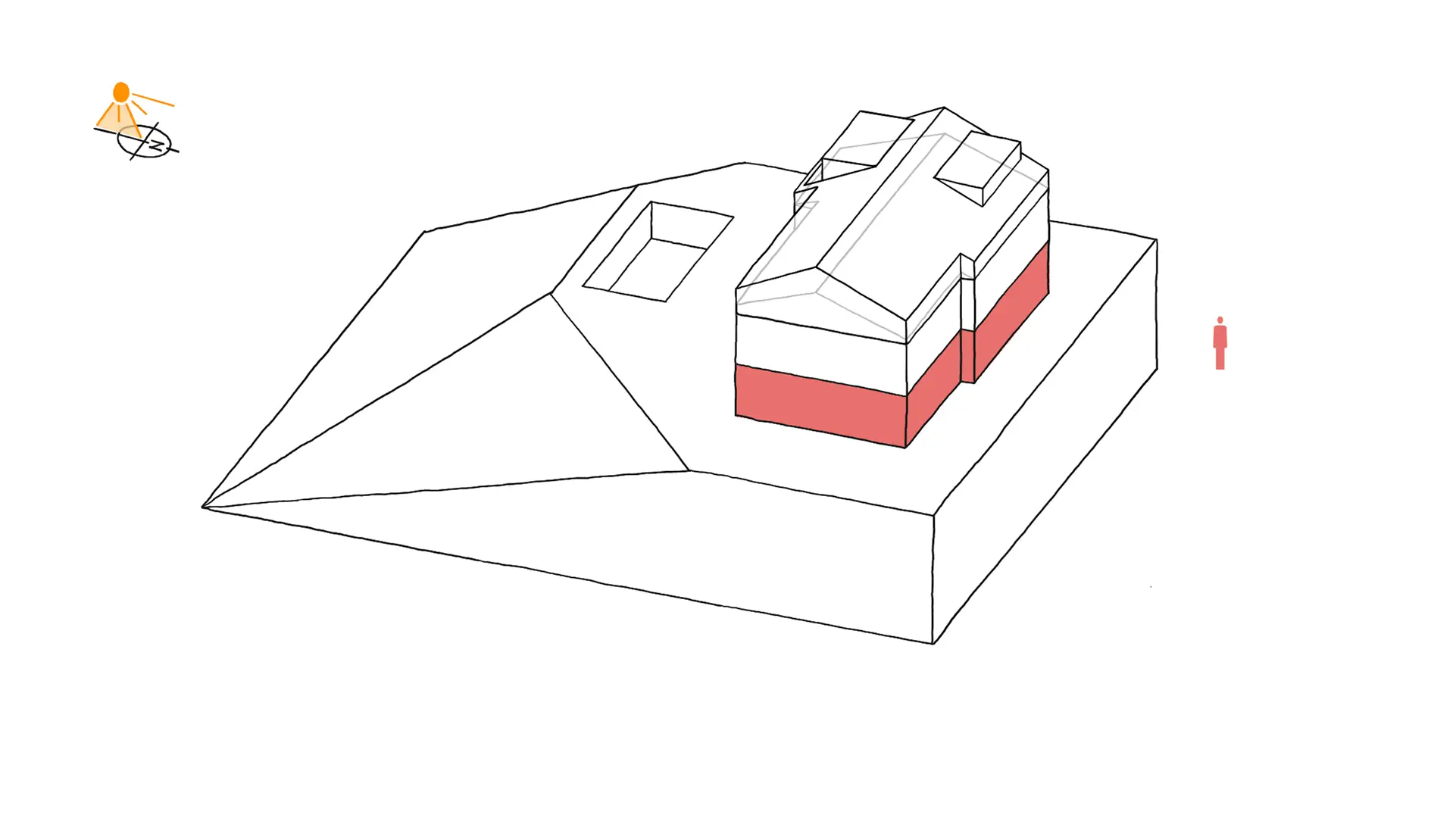 La maison est surélevée d’un étage.